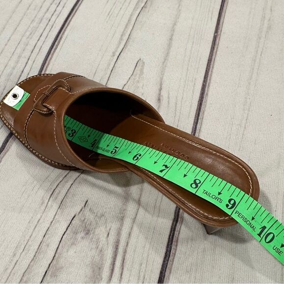 Cole Haan Country Carmel Brown Leather Peep Toe Slide 2 1/2" Block Heel Sz 6B - Picture 7 of 12